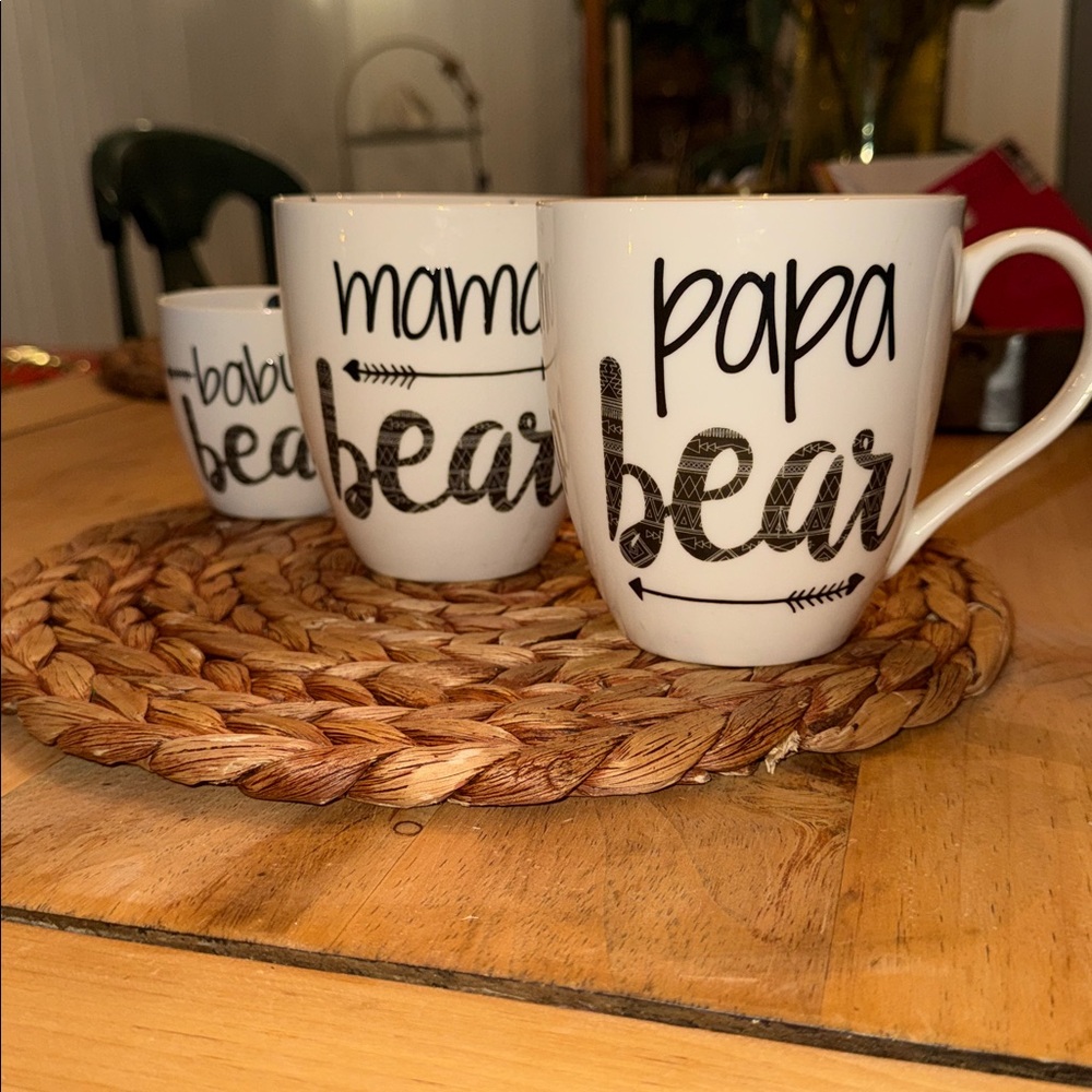 Cypress Home‎ Bear Family Mug Set of 3 - Buffalo Plaid Mama Papa Baby Bear Mugs - Picture 5 of 6